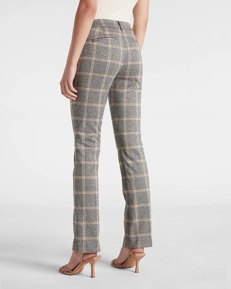 Mid Rise Plaid Boot Cut Pant in Print