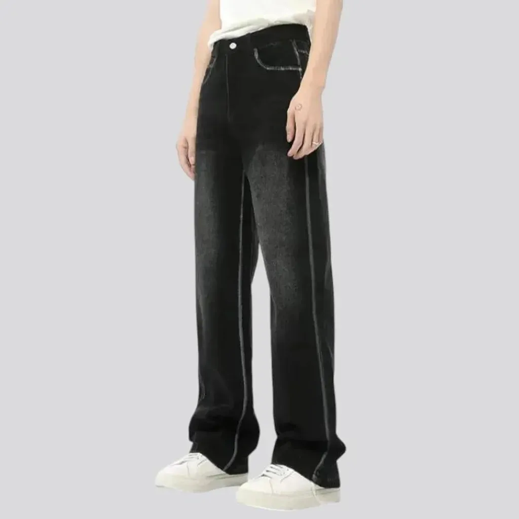 Mid rise straight-cut jeans for men