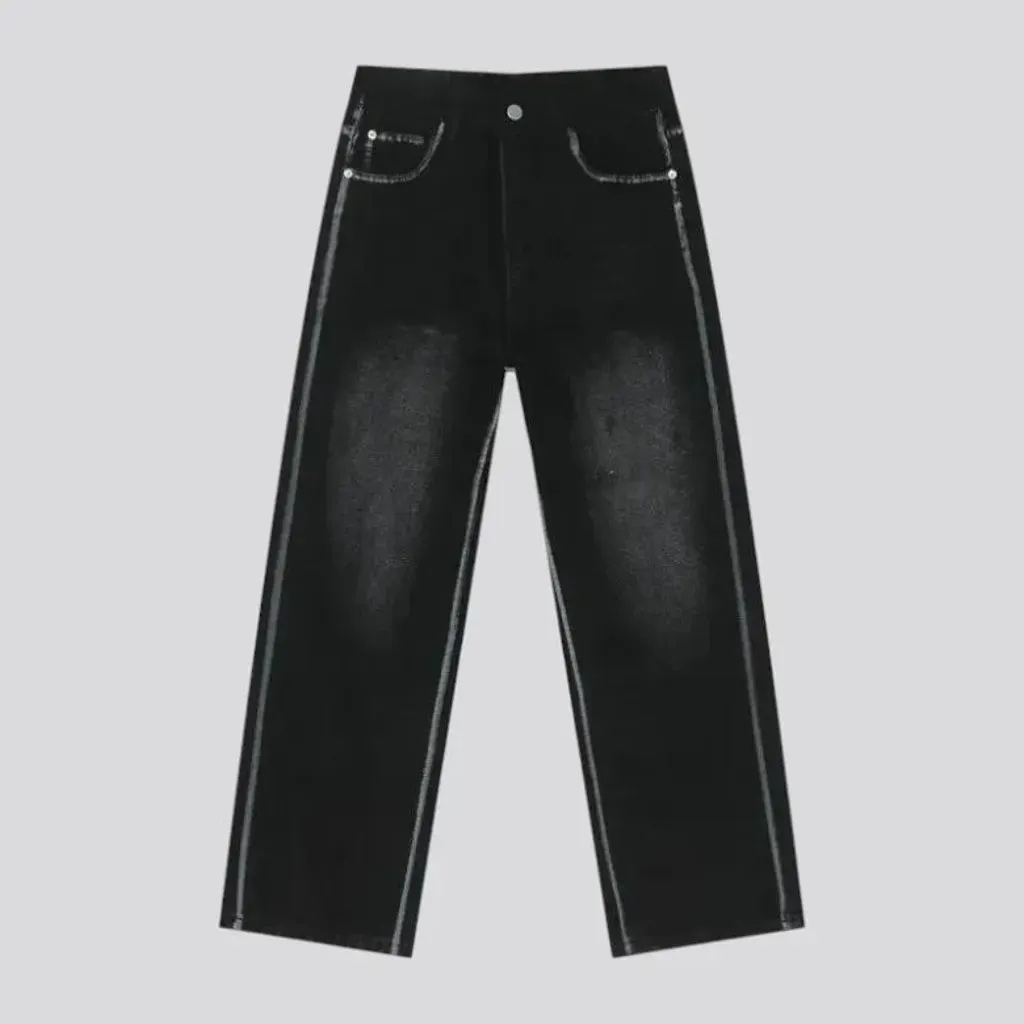 Mid rise straight-cut jeans for men