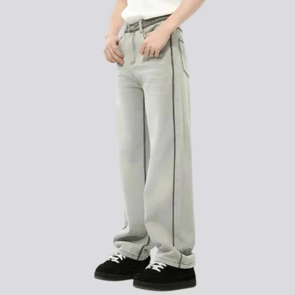 Mid rise straight-cut jeans for men