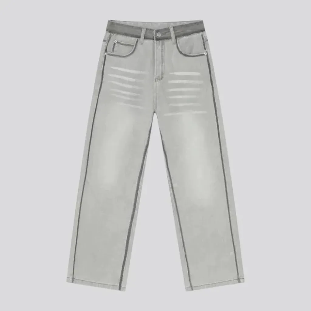 Mid rise straight-cut jeans for men