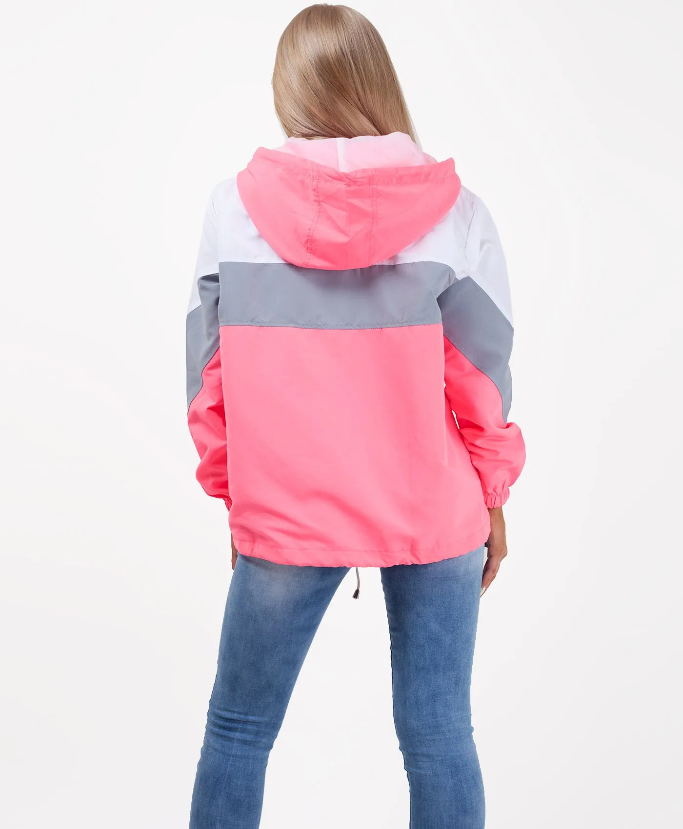 Neon Pink Colour Block Windbreaker Festival Jacket