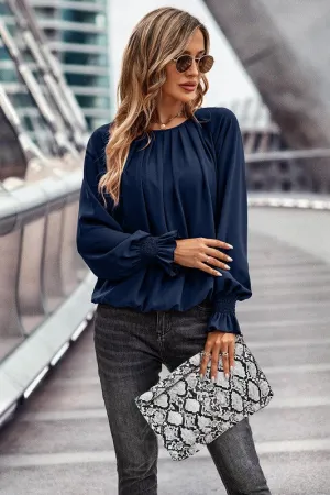 No Concerns Pleated Top Blue