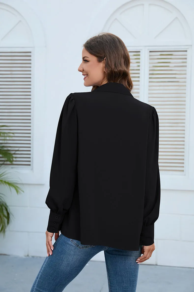 Puff Sleeve Collared Neck Shirt