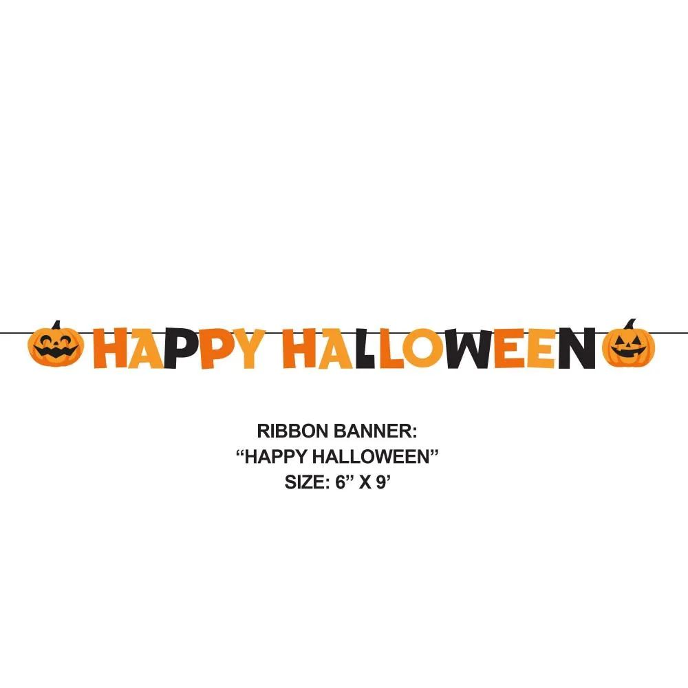 "Happy Halloween" Prestrung Ribbon Banner