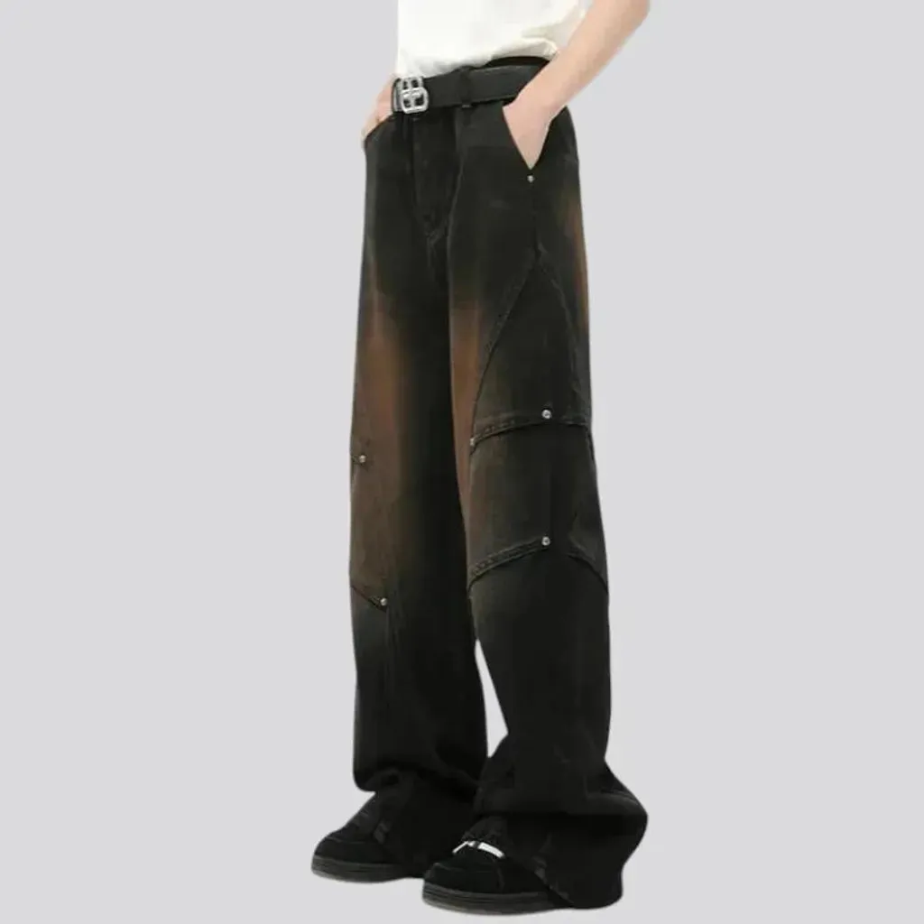 Retro creased boho men's jeans