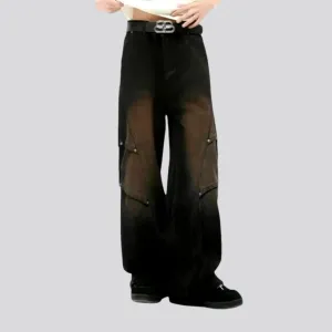 Retro creased boho men's jeans