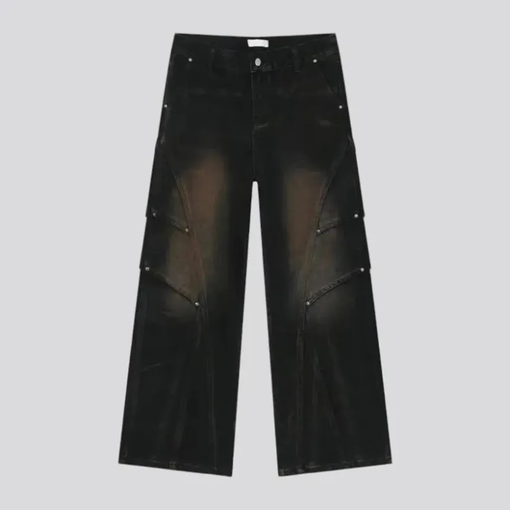 Retro creased boho men's jeans