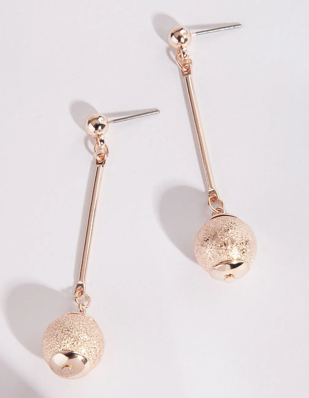 Rose Gold Sandblast Circle Charm Earrings