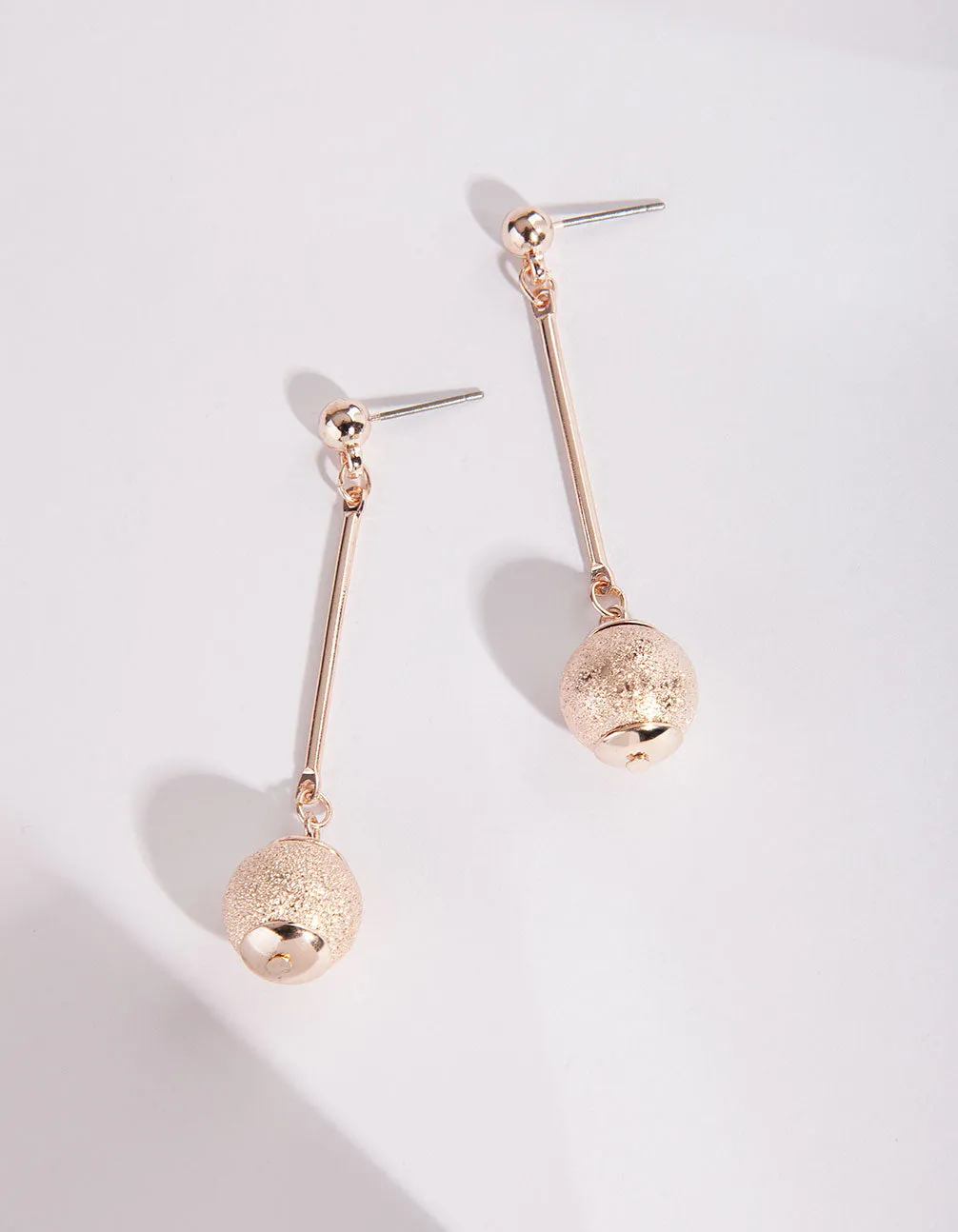 Rose Gold Sandblast Circle Charm Earrings