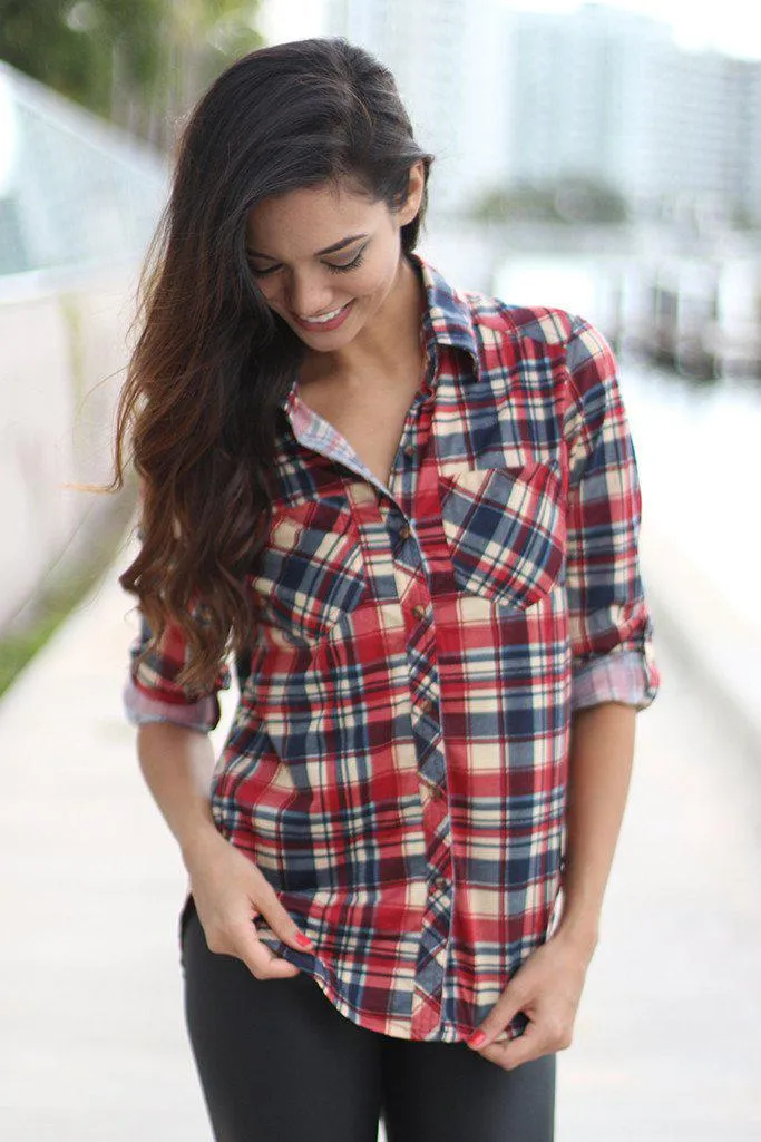 Rust Plaid Top