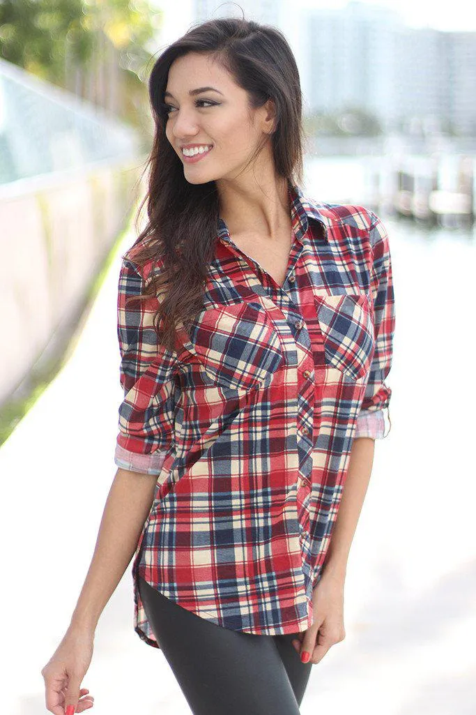 Rust Plaid Top