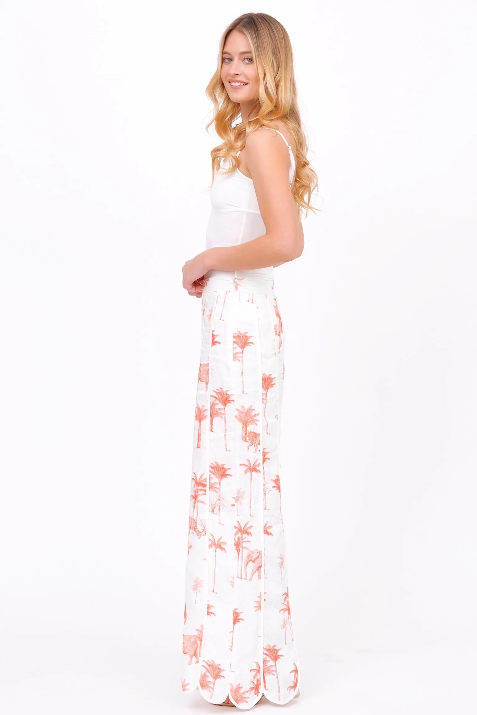 Savanna Print Pants With Scalloped Hem