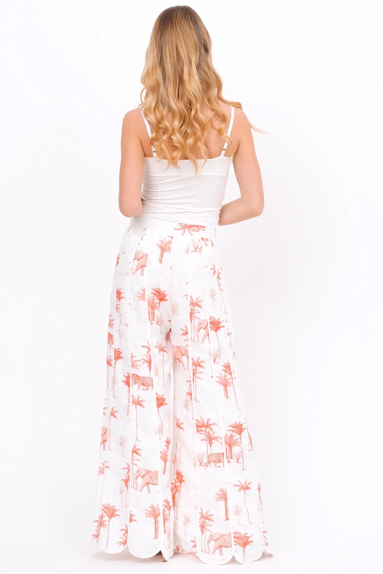 Savanna Print Pants With Scalloped Hem