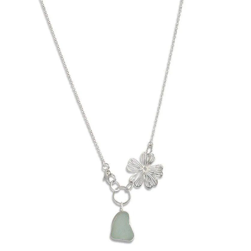 Sea Glass and Flower Necklace