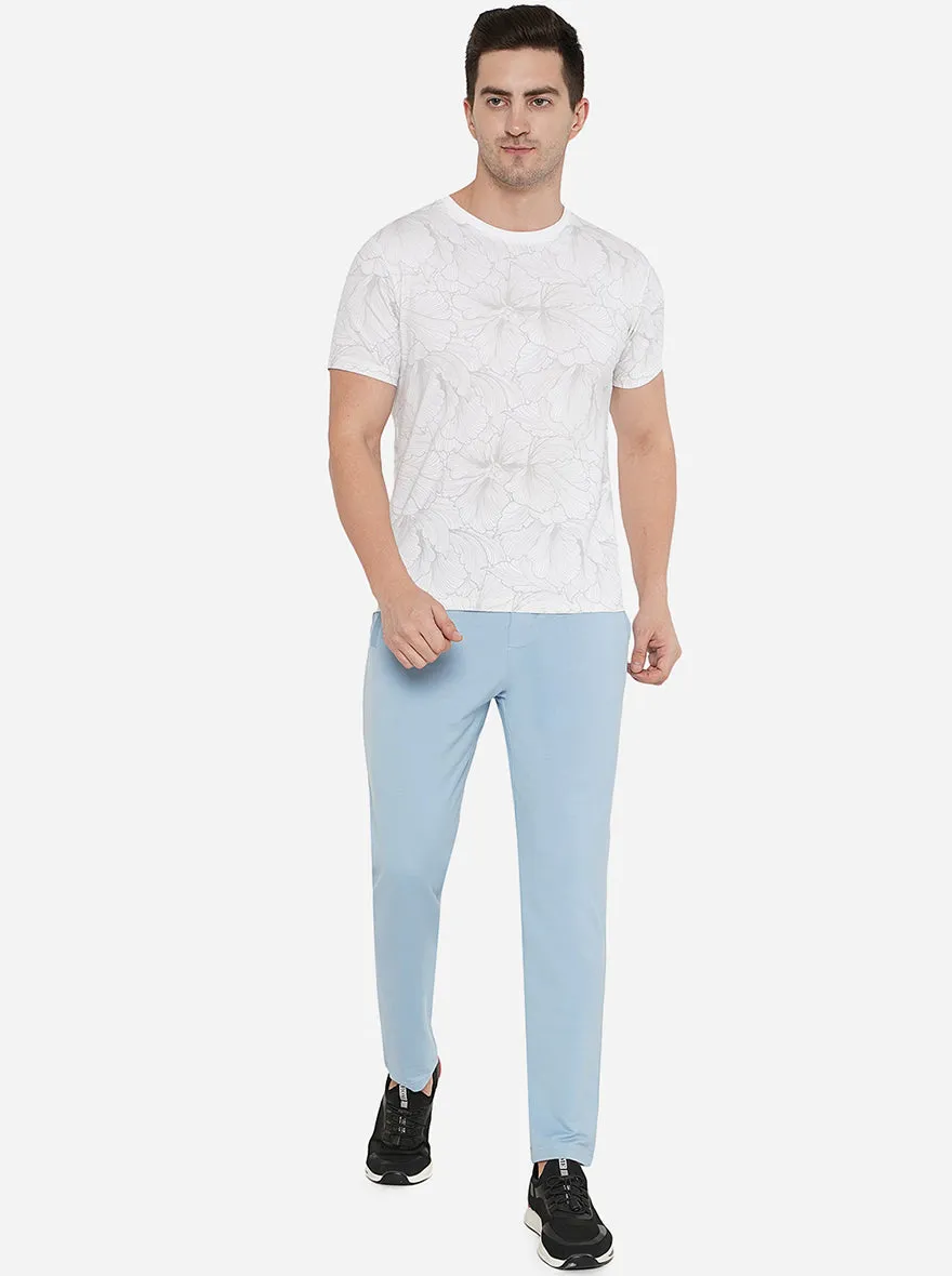 Sky Blue Solid Slim Fit Track Pant | JadeBlue