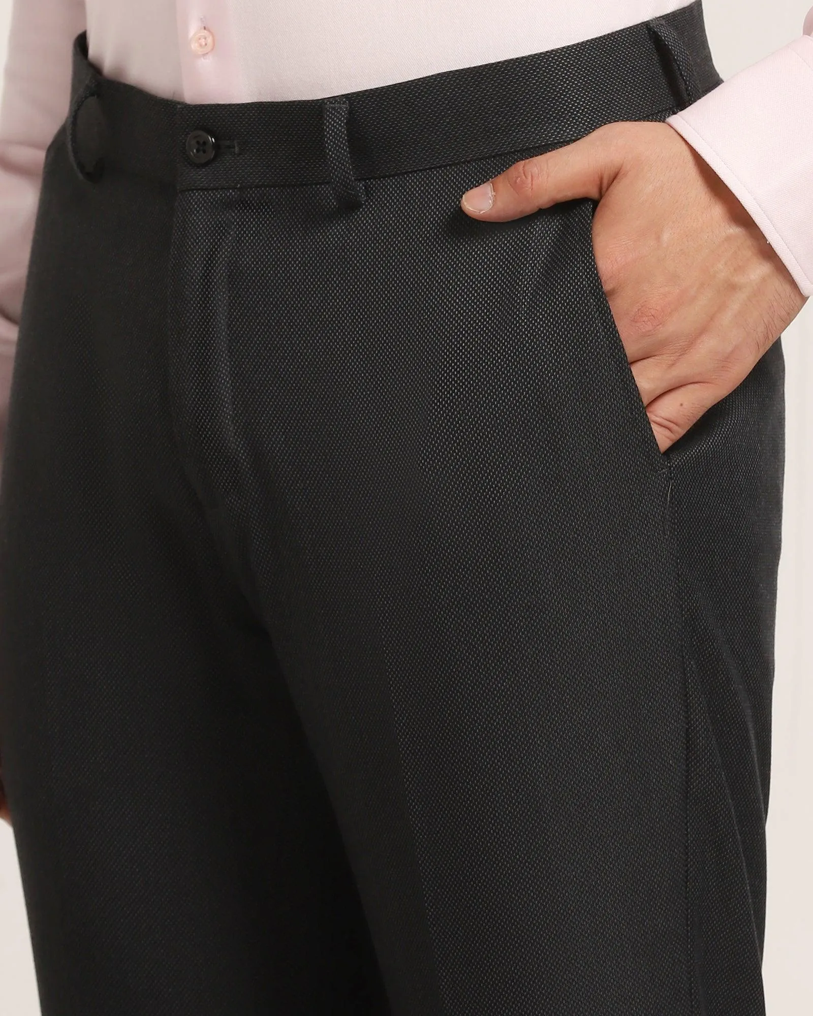 Slim Comfort B-95 Formal Charcoal Textured Trouser - Vegas