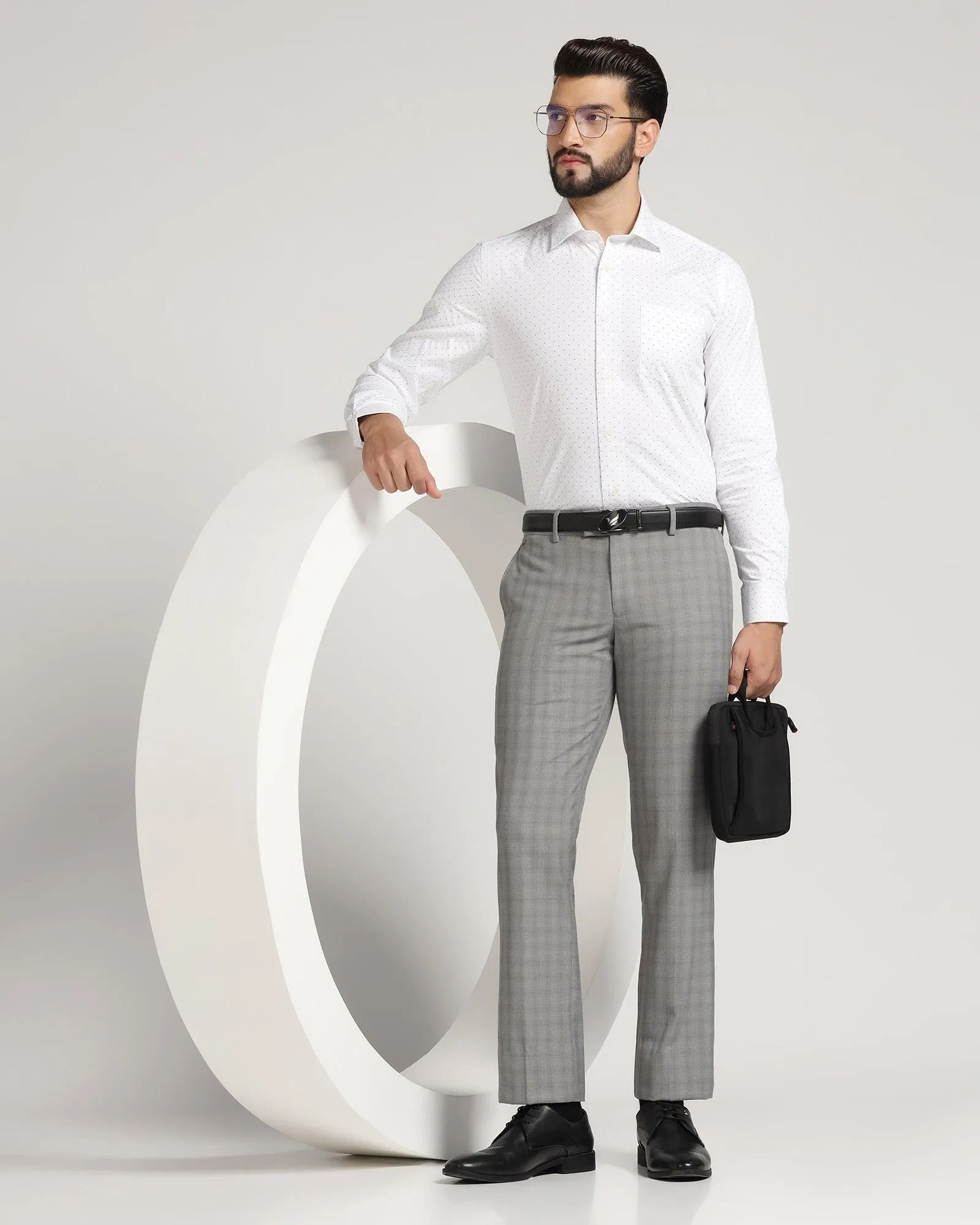 Slim Comfort B-95 Formal Grey Check Trouser - Yin