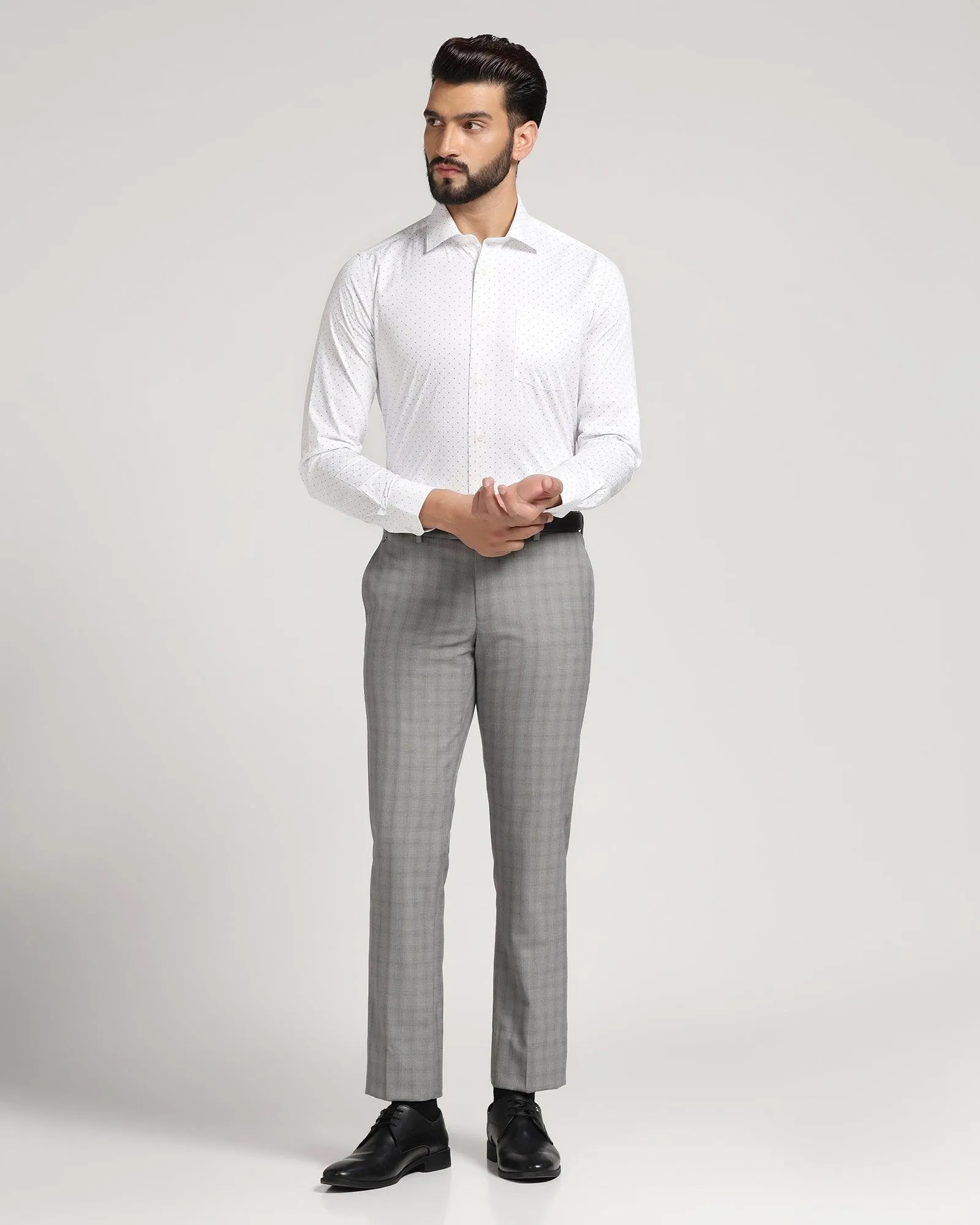 Slim Comfort B-95 Formal Grey Check Trouser - Yin