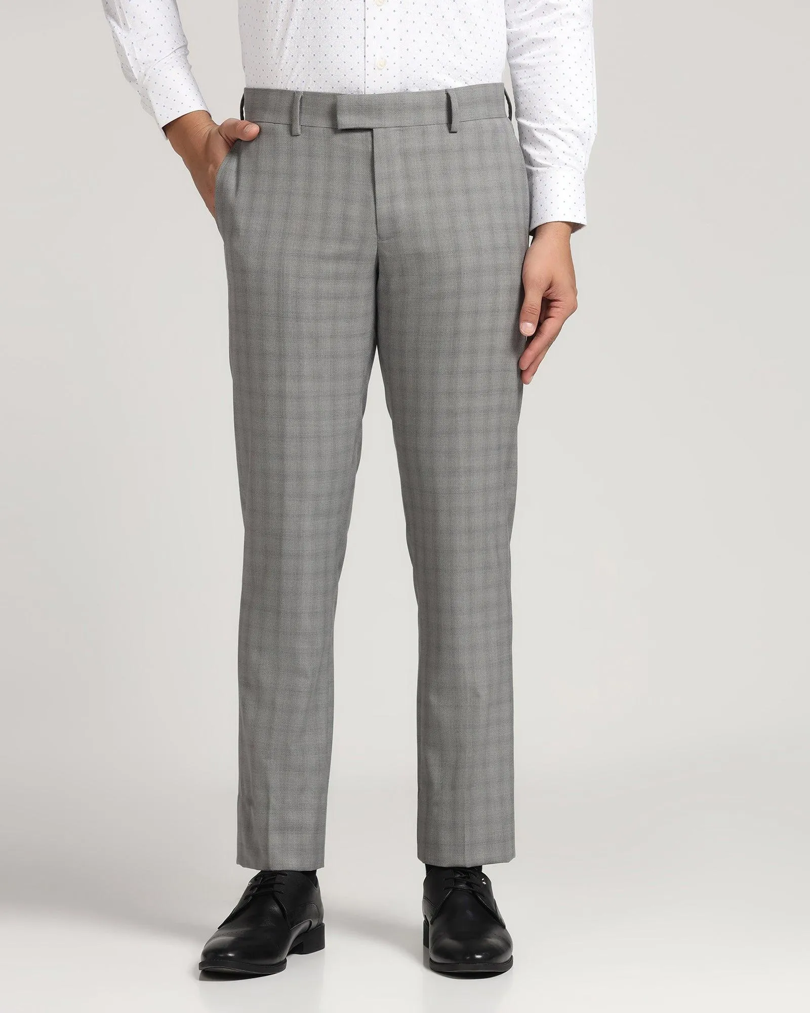 Slim Comfort B-95 Formal Grey Check Trouser - Yin