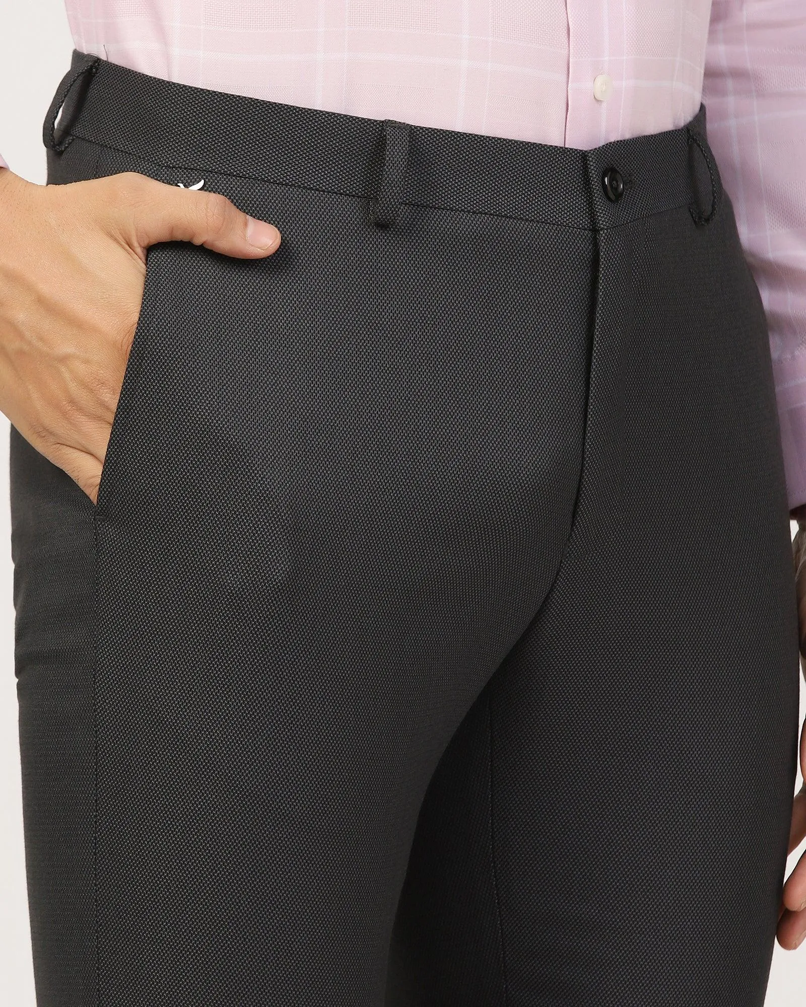 Slim Fit B-91 Formal Black Textured Trouser - Sive