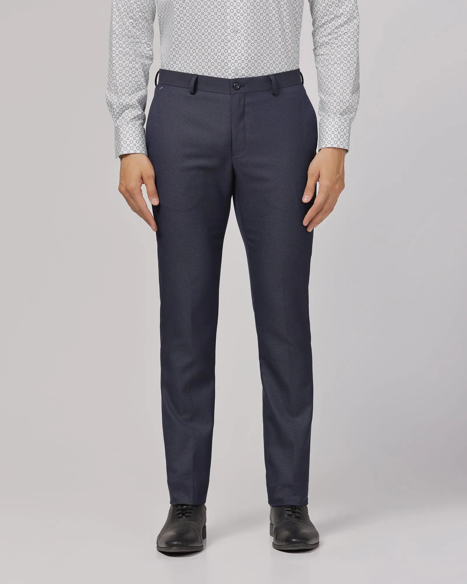 Slim Fit B-91 Formal Navy Textured Trouser - Sive