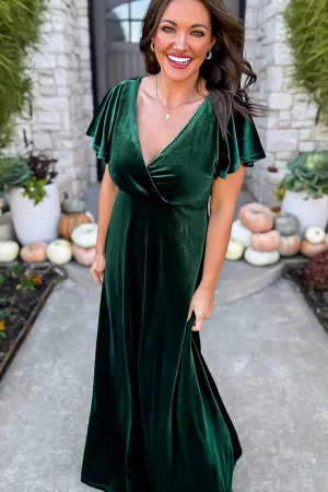 So Mysterious Emerald Velvet Dress