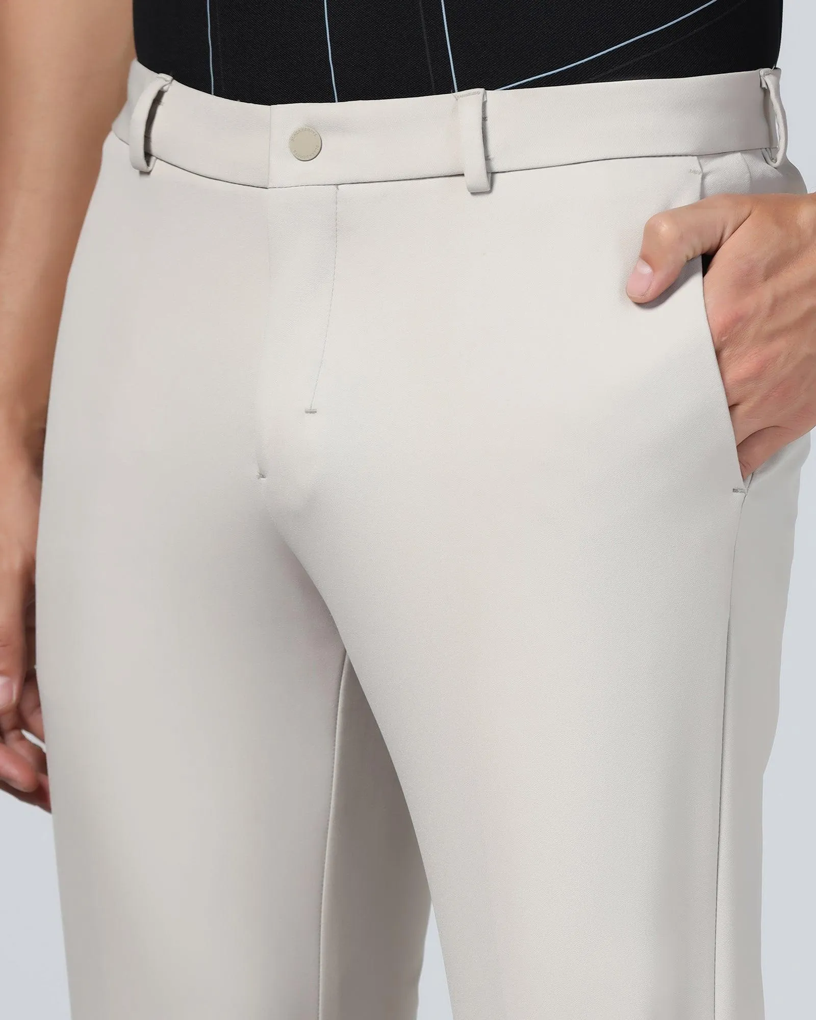 TechPro Slim Fit B-91 Formal Beige Solid Trouser - Ashley