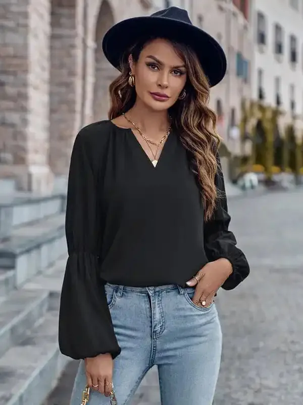 V-neck loose casual autumn and winter women’s tops