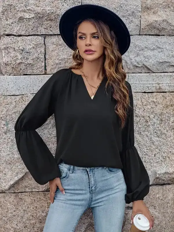 V-neck loose casual autumn and winter women’s tops