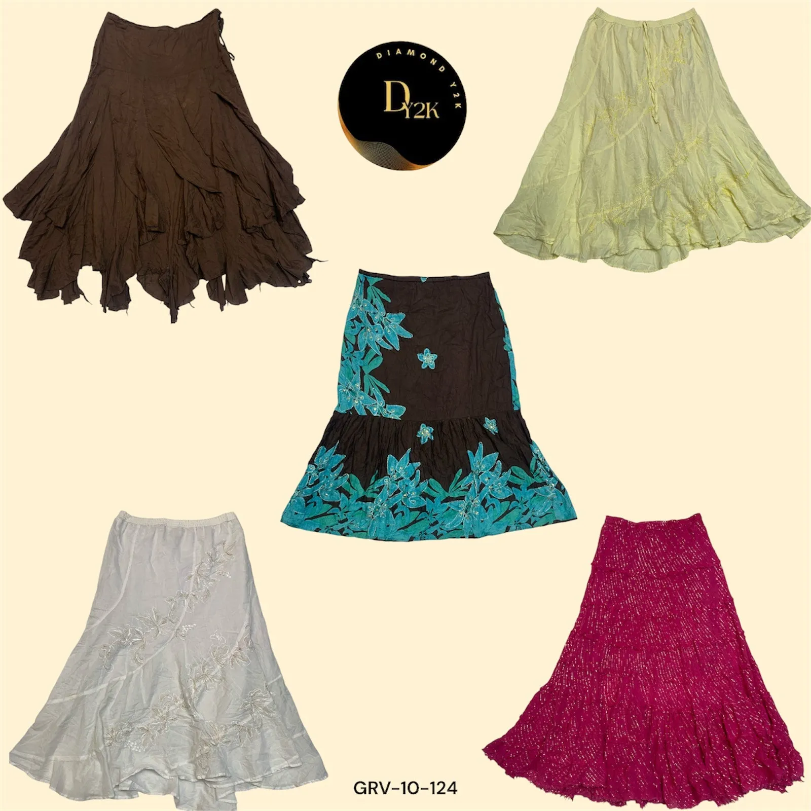 Vintage Y2K Cotton Long Skirts – Lightweight & Trendy (GRV-10-124)