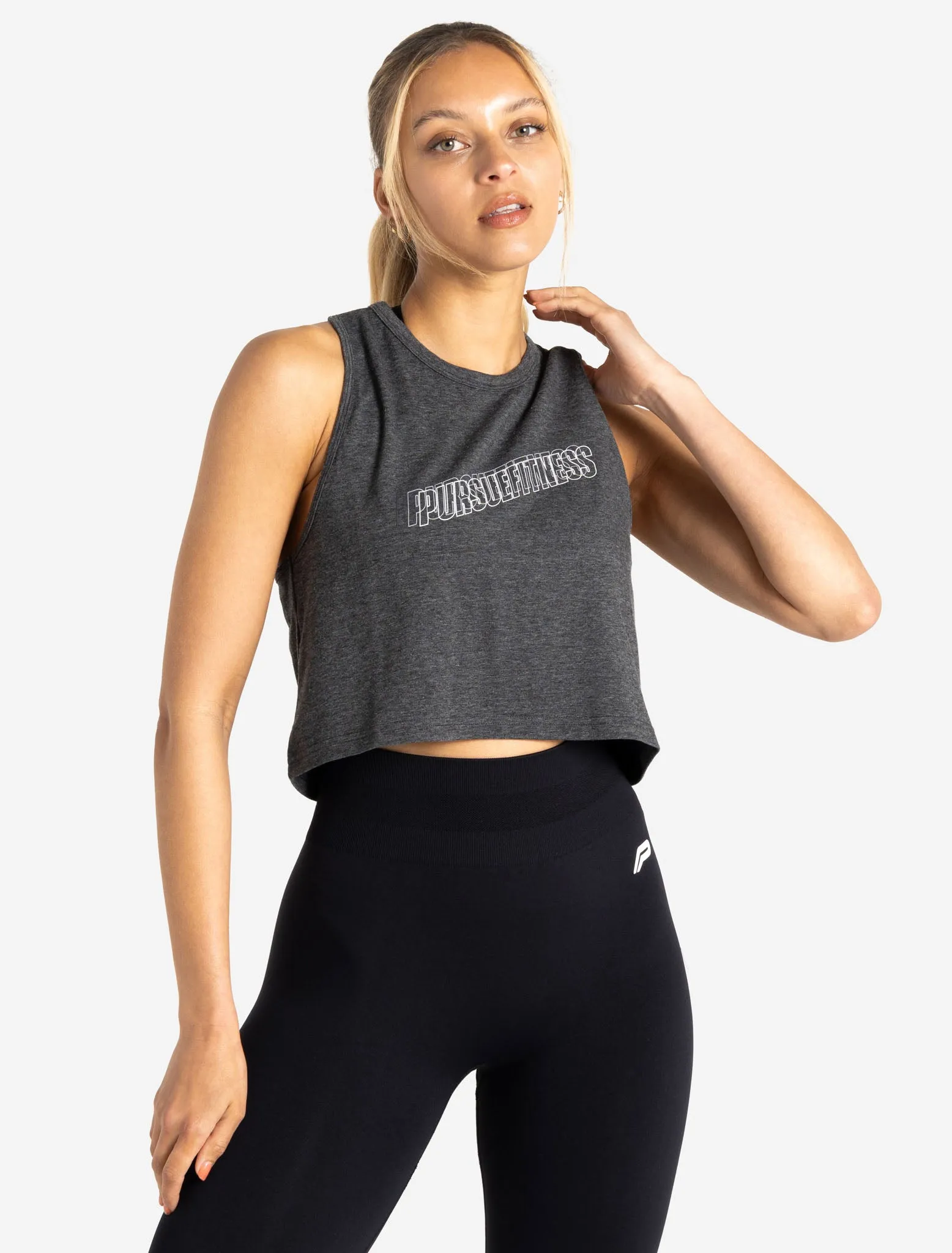 Wave Crop Tank - Charcoal Marl