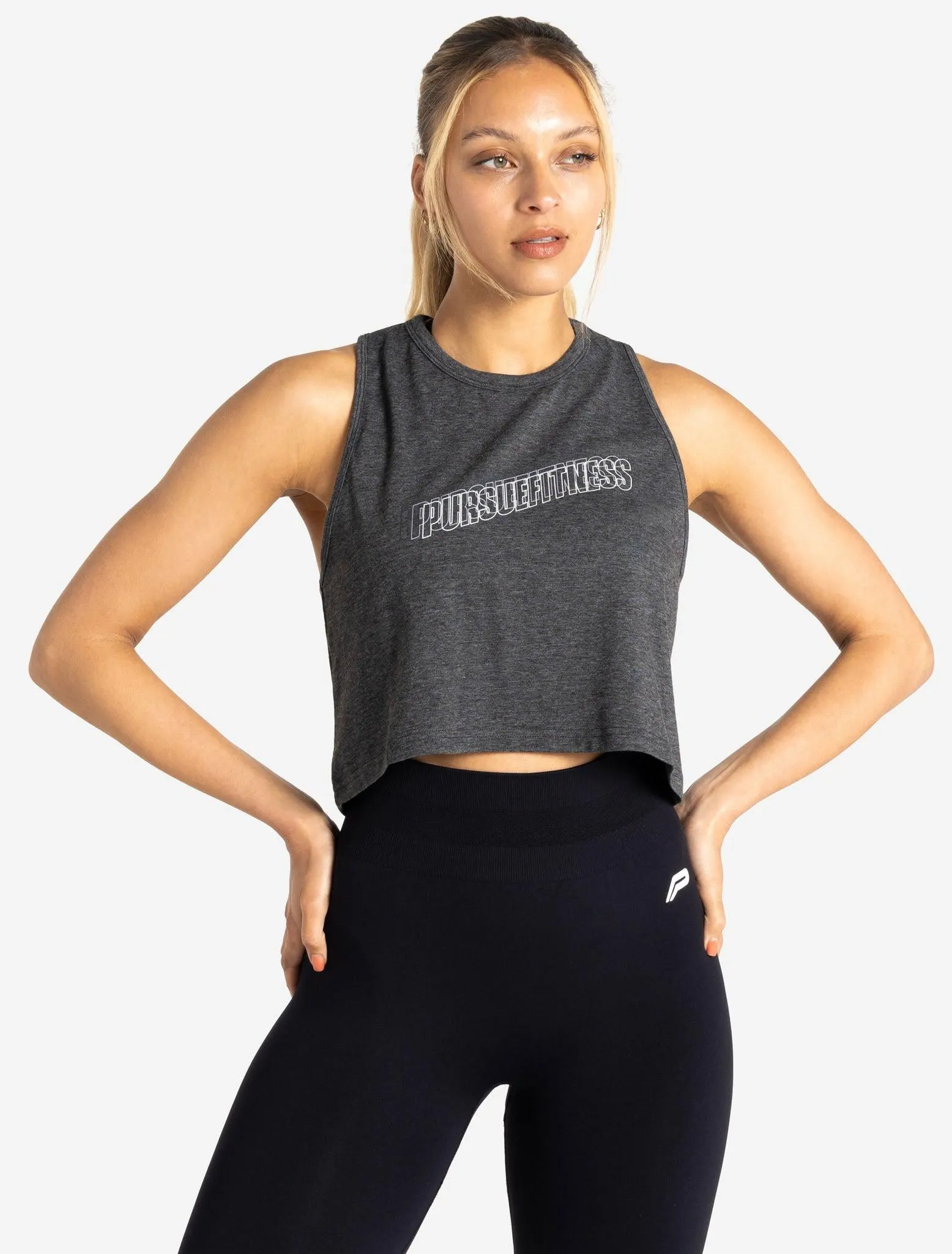 Wave Crop Tank - Charcoal Marl