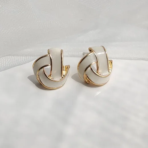 White Knot Invisible Clip On Earrings