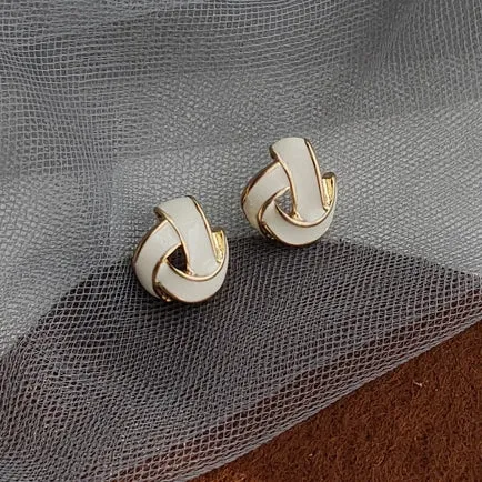 White Knot Invisible Clip On Earrings