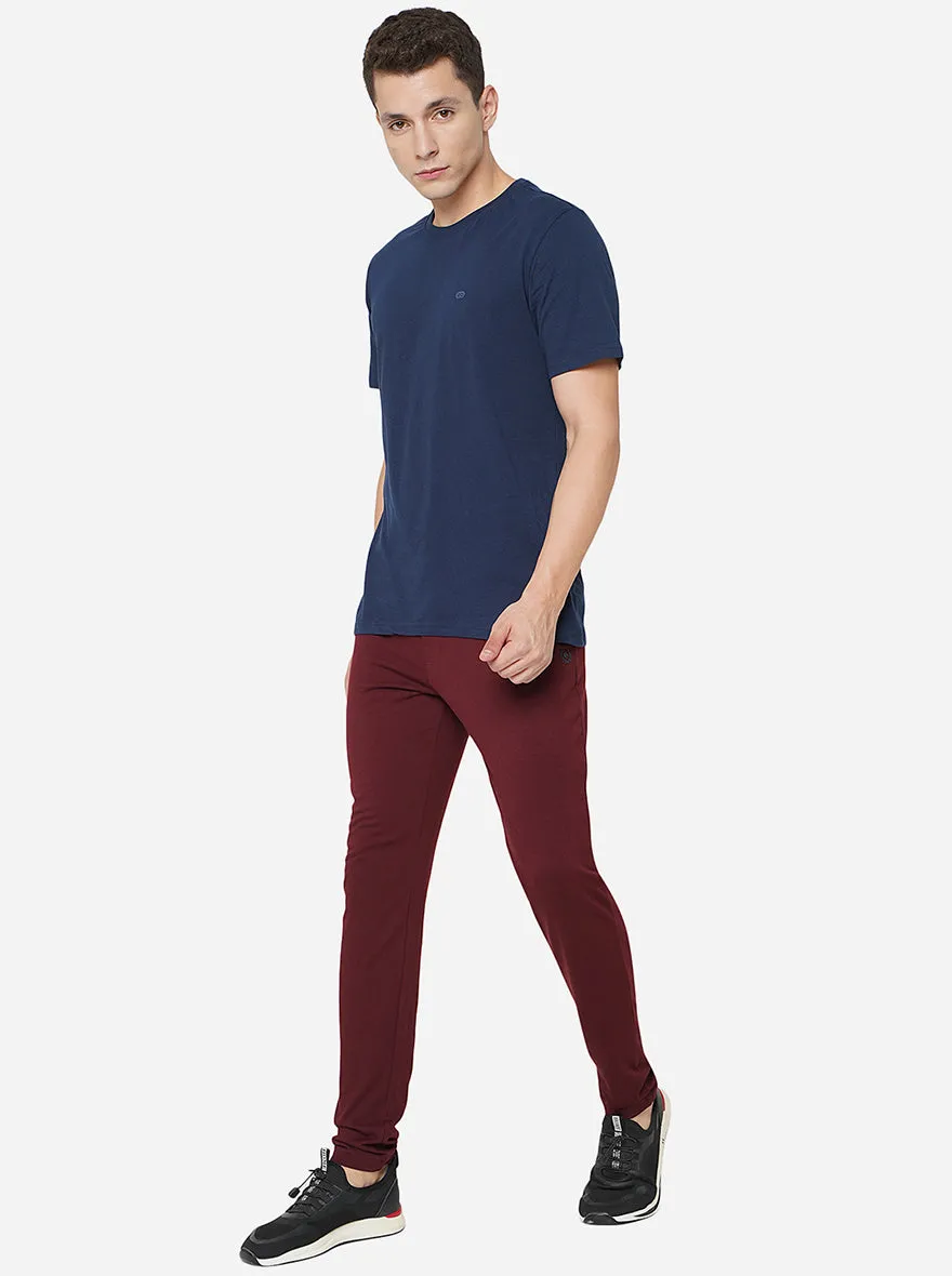 Wine Solid Slim Fit Track Pant | Greenfibre