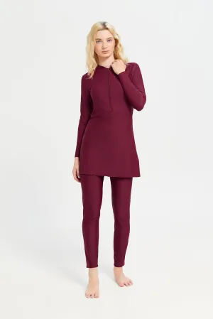 Women Burgundy Swim Burkini Set (2 Piece)