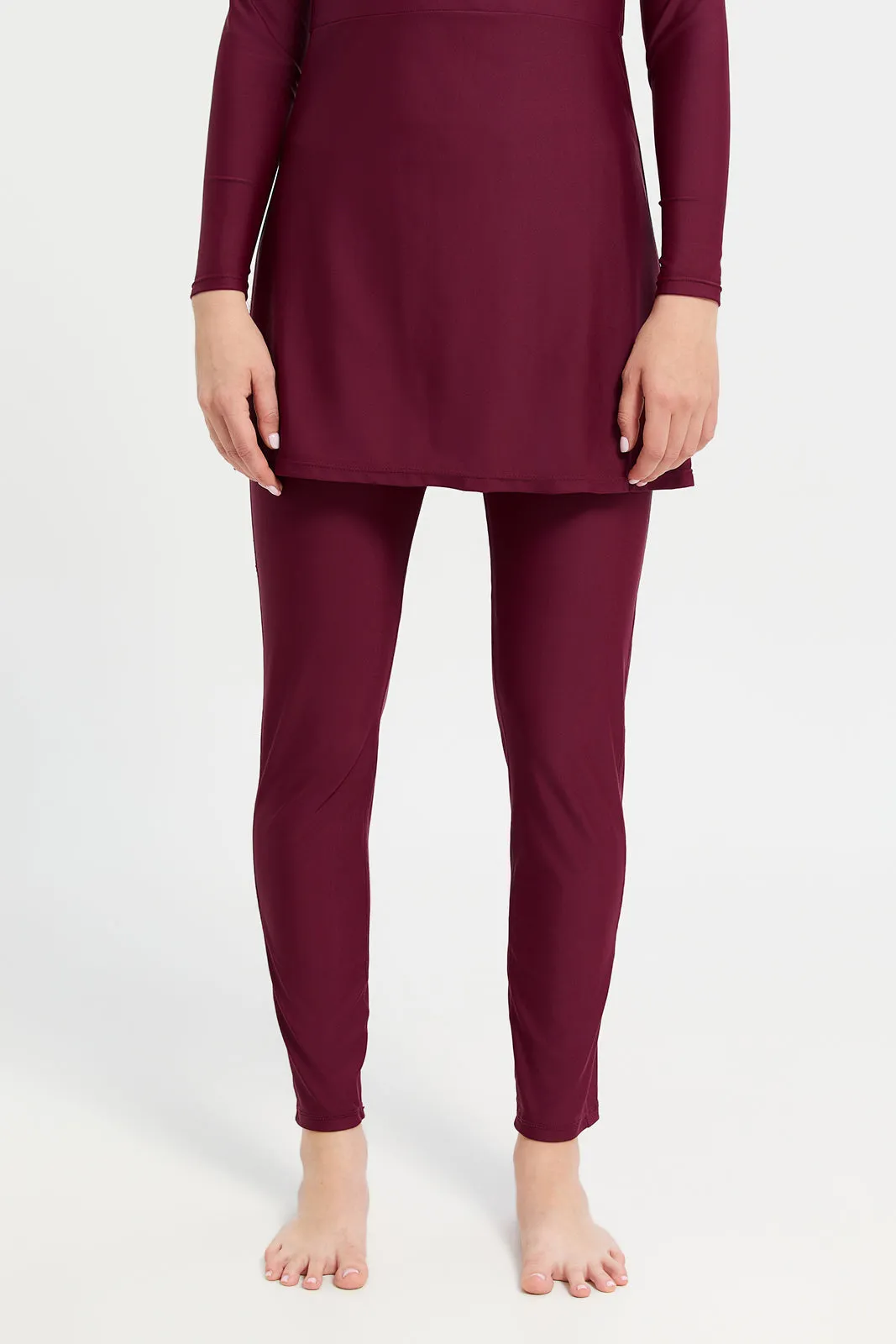 Women Burgundy Swim Burkini Set (2 Piece)