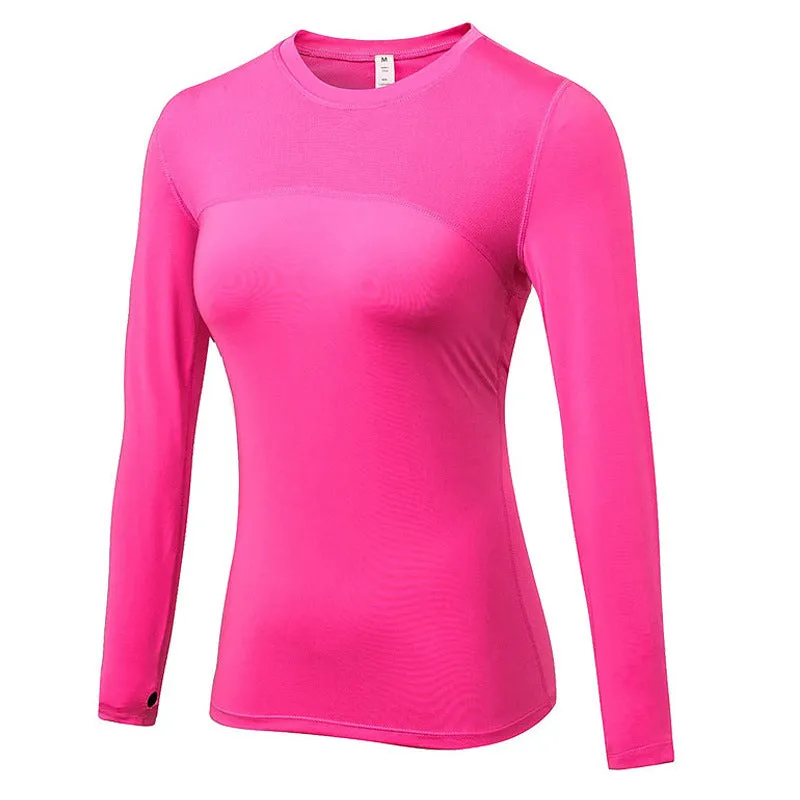 Women Long Sleeve Quick Dry Breathable Solid Sports Tops