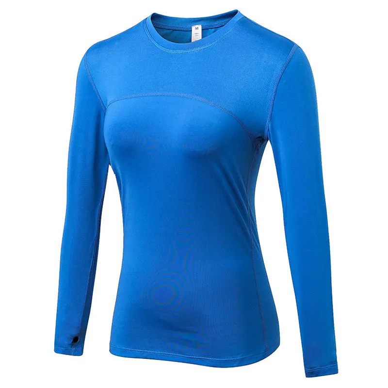 Women Long Sleeve Quick Dry Breathable Solid Sports Tops