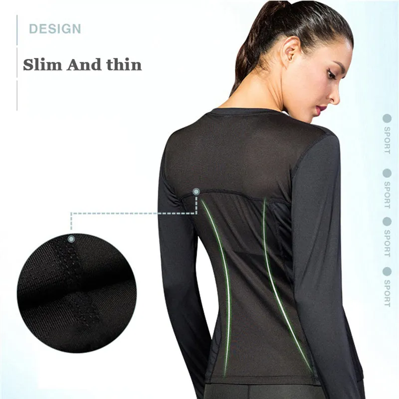 Women Long Sleeve Quick Dry Breathable Solid Sports Tops